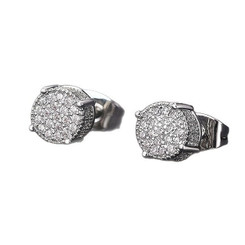 NEW 2607 Men's Round CZ Stud Earrings Stainless Steel Hip Hop Iced Out Earrings Cubic Zirconia Fashion Jewelry Gift J191