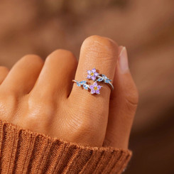 NEW 2607 S925 Silver Flower Leaf Ring for Women  Y175