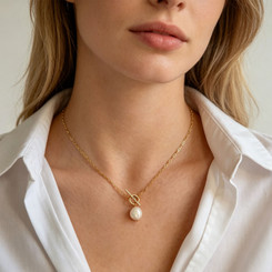 NEW 2607 Freshwater Pearl Necklace Square Chain Dainty Choker Necklace  Y176