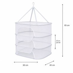 NEW 2607 3-Tier Hanging Mesh Drying Rack, 60 x 40 cm Foldable Food Dehydrator with Zipper Doors J198
