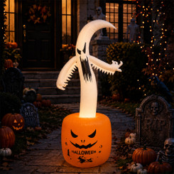 NEW 2607 180cm Halloween Inflatable Ghost & Pumpkin with LED Lights – Outdoor Garden Yard Decoration for Halloween Party, Lawn & Trick or Treat B231
