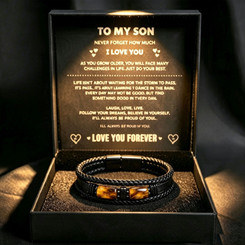 NEW 2607  Tiger Eye Bracelet Multi Layer Strap Gift Box  Y195