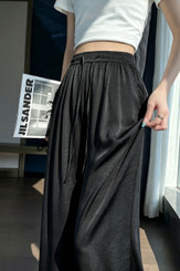 NEW 2608 SilkBreeze Luxe Cooling Wide-Leg Trousers Black   Y206