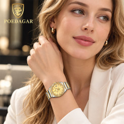 NEW 2609 POEDAGAR Women’s Luxury Crystal Quartz Watch – Elegant Stainless Steel Bracelet, Date Display & 30M Water Resistant B255