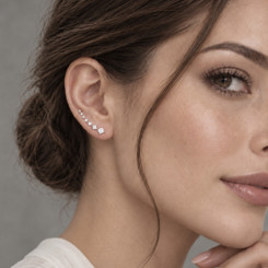Silver Graduated Crystal Ear Climber Earrings J233