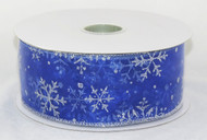 Shop now for Silver Sparkle Snowflake on sheer blue Wide Wired RIbbon