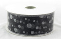 Shop now for Silver Sparkle Polka Dot on Sheer Black Wide Wired Ribbon 50 yards