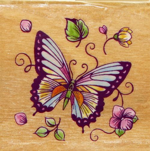 Click here to buy Butterfly Wood Mounted Stamp Delta Plaid Spring Summer