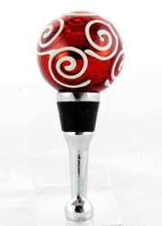 Shop now for Red Crackle Glass Swirl Ornament Bottle Stopper Topper