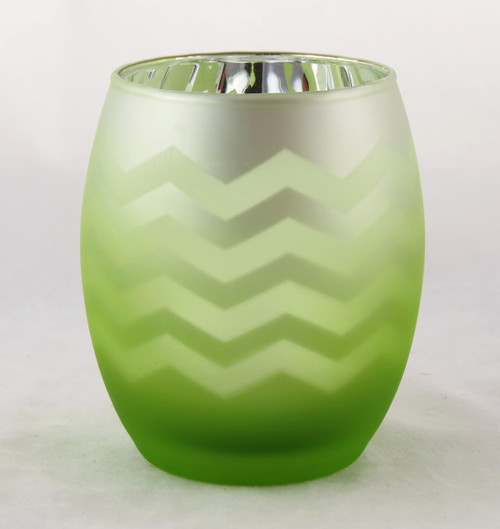 Shop now for Green Chevron Frosted Flickering Egg Votive Candle Holder