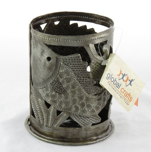 Shop now for Fish Steel Metal Drum Artwork Haitian Candle Holder