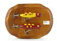 Wall Plaque Red Yellow Dotted Double Lure on Stained Oval