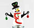 Snowman and Jingle Bells Glass and Metal Bottle Topper