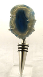  Blue Agate Slice Metal Bottle Topper