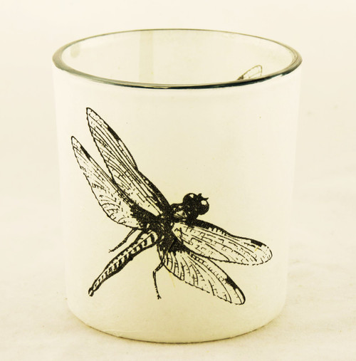 Dragonfly Autumn Nature Glass Votive Candle Holder Yankee Candle
