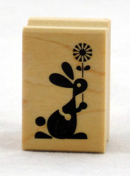 Bunny & Flower Wood Mounted Rubber Stamp Inkadinkado