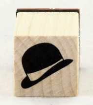 Bowler Hat Wood Mounted Rubber Stamp Inkadinkado