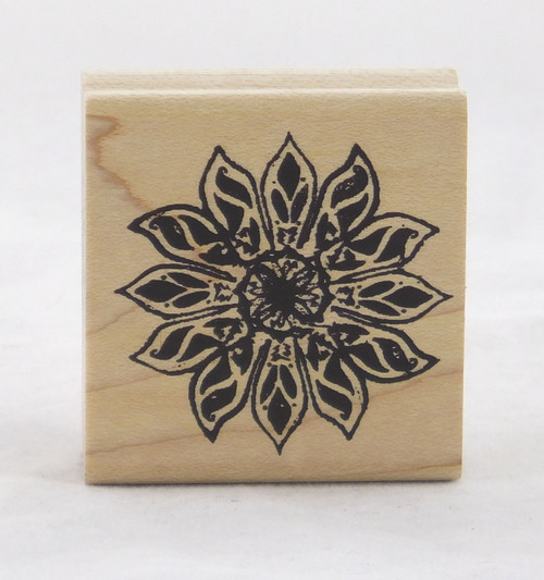 Poinsettia Noel Flower Medallion Wood Mounted Rubber Stamp Suzanne Carillo