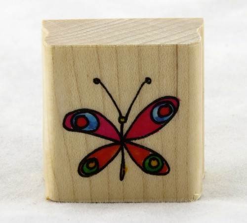 Butterfly Doodle Wood Mounted Rubber Stamp Penny Black