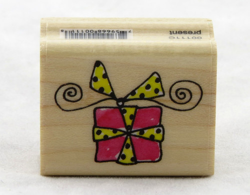 Gift Box Doodle Wood Mounted Rubber Stamp Penny Black