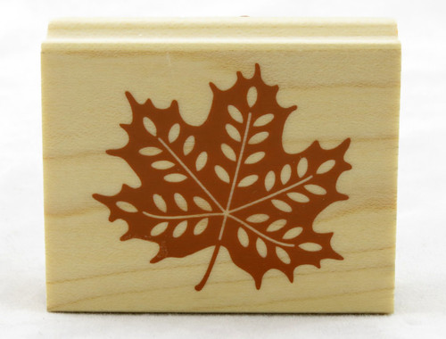 Maple Leaf Wood Mounted Rubber Stamp Inkadinkado