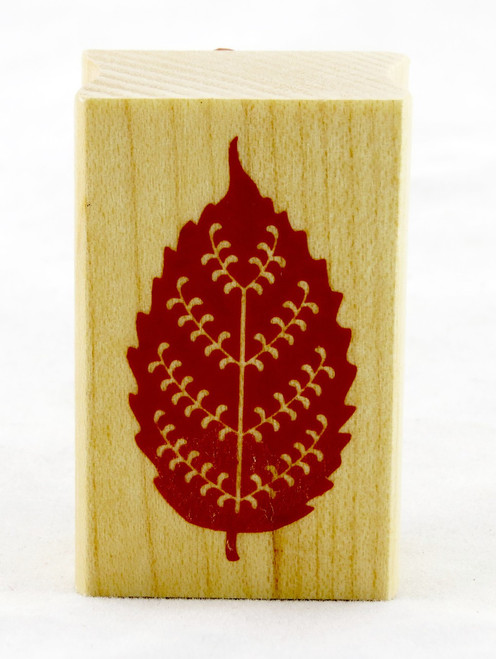 Beech Leaf Wood Mounted Rubber Stamp Inkadinkado