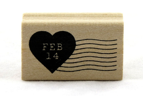 Feb 14 Heart Postmark Wood Mounted Rubber Stamp Martha Stewart