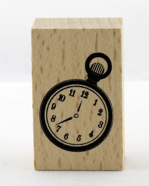 Pocket Watch Wood Mounted Rubber Stamp Momenta