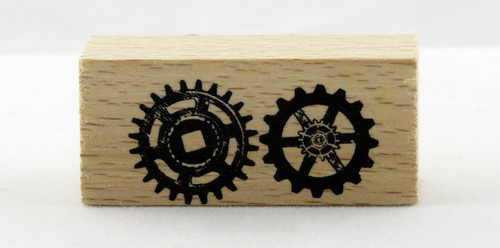 Gears Wood Mounted Rubber Stamp Momenta