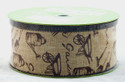 Garden Tools on Natural Burlap Wide Wired Ribbon 50 yards 2.5 inches wide