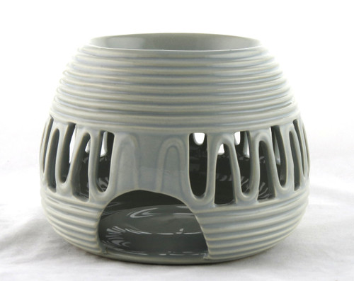 Gray Ceramic Round Oil Warmer Earthbound Trading
