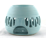 Blue Ceramic Round Oil Warmer Earthbound Trading NEW tealight candle tart modern 