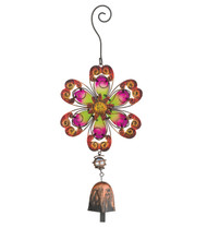 Flower Ornament Glass Metal Hanging Bell