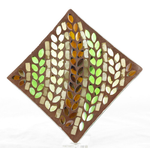 Autumn Inspirations Lyrical Leaves Mosaic Glass Candle Tray Yankee Candle
