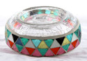 Glowing Montage Mosaic Crackle Glass Raised Candle Tray Yankee Candle