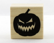 Evil Jack O' Lantern Pumpkin Wood Mounted Rubber Stamp Hero Arts