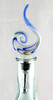 Blue Swirl Art Glass Metal Bottle Topper