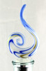 Blue Swirl Art Glass Metal Bottle Topper