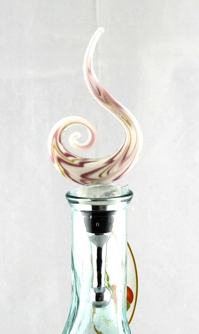 Purple Swirl Art Glass Metal Bottle Topper 