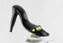 Black High Heel Ladies Shoe Art Glass Metal Bottle Topper