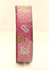 Pink Green Sparkle Circles on Sheer Pink Wired Ribbon 50 Yards 