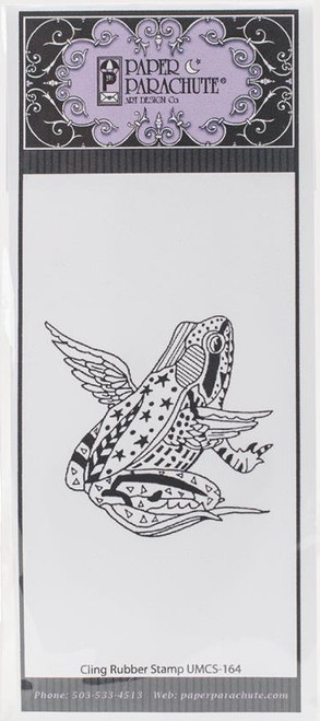 Winged Frog Cling Rubber Stamp Paper Parachute