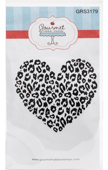 Leopard Print Heart Cling Rubber Stamp Gourmet