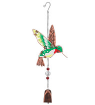 Hummingbird Hand Painted Glass Metal Ornament Hanging Garden Bell