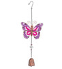 Pink Butterfly Hand Painted Glass Metal Ornament Hanging Garden Bell