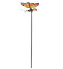 Pink Yellow Butterfly Glass Metal Plant Garden Stake