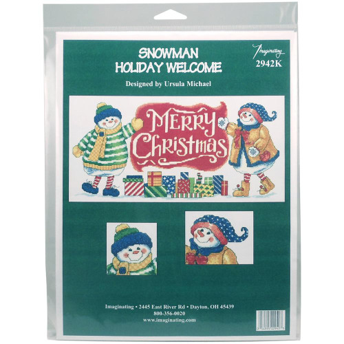 Snowman Holiday Welcome Counted Cross Stitch Kit Imaginating