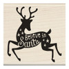 Believe In Santa Reindeer Wood Mounted Rubber Stamp Inkadinkado