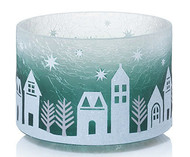 Winter Village Crackle Glass Barrel Jar Shade Yankee Candle 