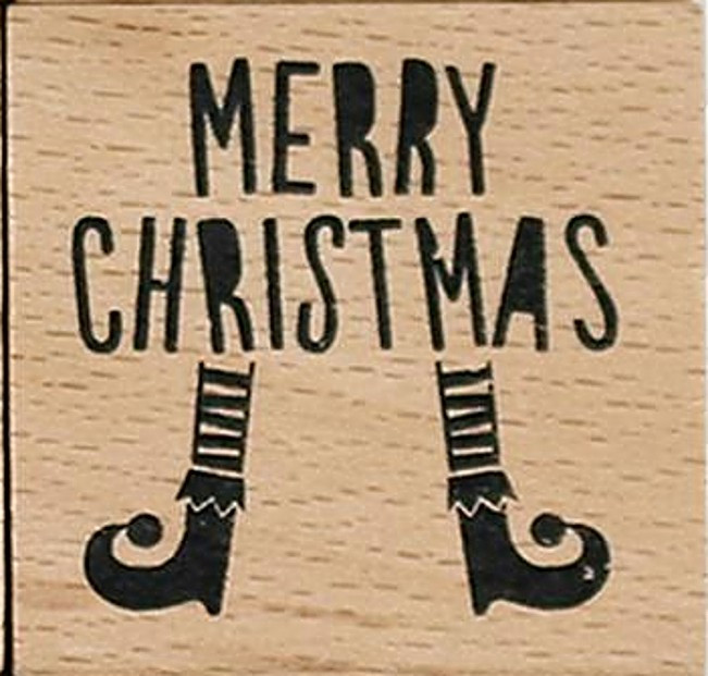 Elf Legs Merry Christmas Wood Mounted Rubber Stamp